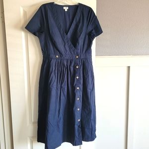 J. Crew Navy Blue Button Fit & Flare Summer/Spring Shirt Dress NWOT
